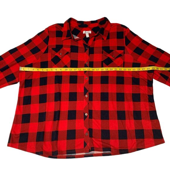 d&co. Buffalo Checked Shirt 2X Red & BLUE Button Down Pockets Denim + Company - Picture 3 of 8